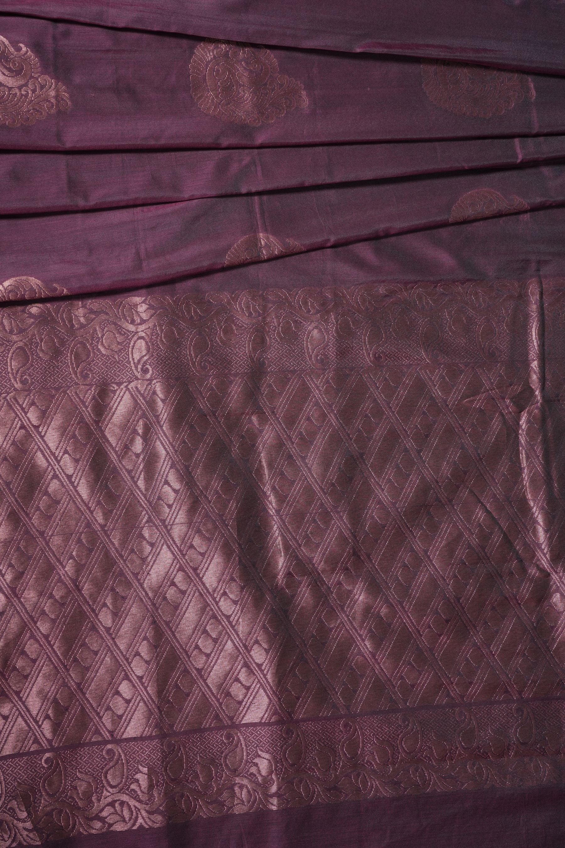 Kanchi Semi Soft Silk Borderless Saree with Grand Pallu & Aari Work Blouse SAREE JCS Fashions