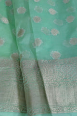 Handwoven Banarasi Kora Silk Saree with Detailed Patterns - Traditional