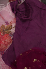 Premium Organza Saree with Chiknakari Work & Floral Prints + Stylish