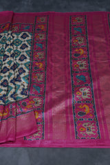 Elegant Handcrafted Ikkat Saree in Rich Cream - Tradition & Style