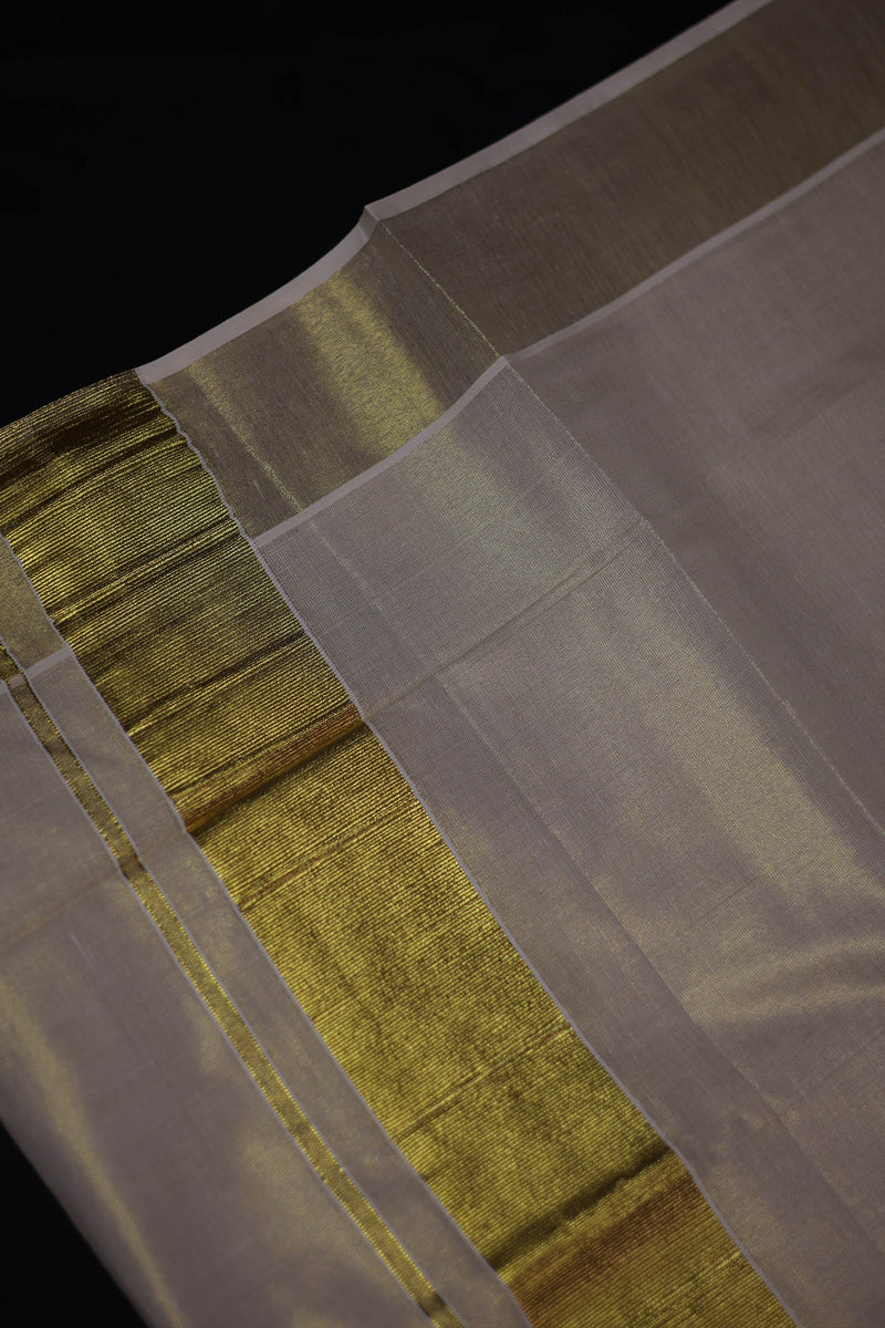 Traditional Kerala Cotton Dhoti, Veshti with gold Zari by JCSFashions - Elegance & Comfort