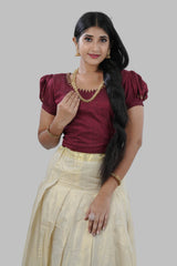 High-quality Kerala Cotton Lehenga Set in Golden Tissue fabric