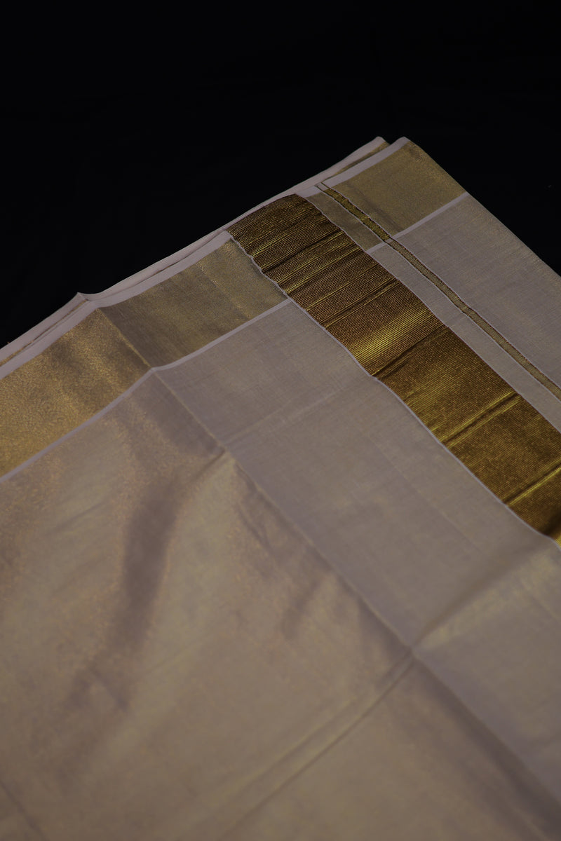 Traditional Kerala Cotton Dhoti, Veshti with gold Zari by JCSFashions - Elegance & Comfort