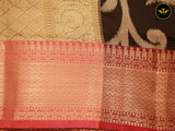 Banarasi Handloom Saree with All Over Zari & Designer Pallu, Beautiful Contrast Zari Work Border