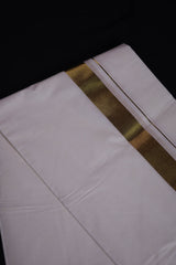 Traditional Kerala Cotton Dhoti, Veshti with gold Zari by JCSFashions - Elegance & Comfort