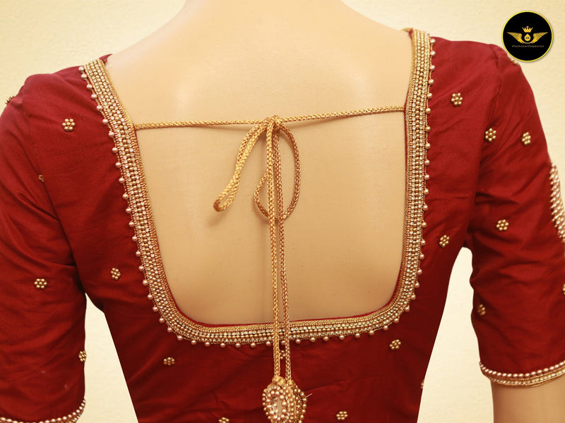 Aari Work Bridal Blouse With Traditional Embellishments