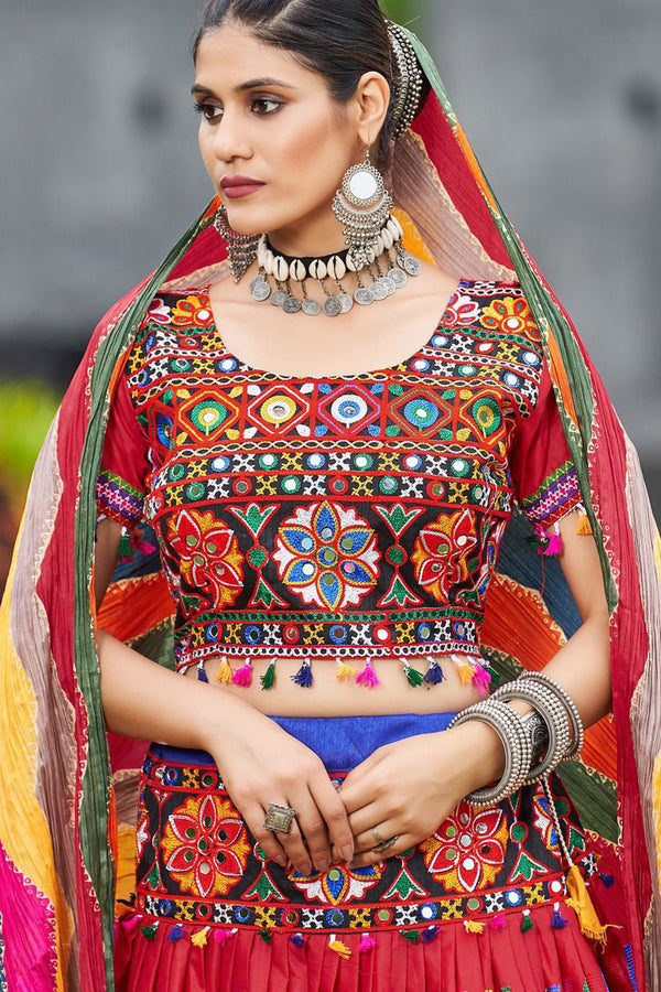 Navratri Chaniya Choli with 4 meter Flair in Red