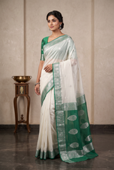 Silkmark Certified Georgette Saree: Premium Trendy Khaddi with Silver Weaving