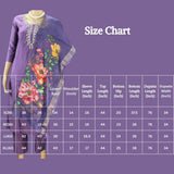 Lavender Roman Silk 3-Piece Salwar Suit with Organza Floral Digital Dupatta and Aari Pearl Neckwork Kurti JCS Fashions