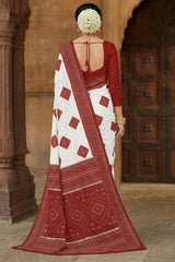 Red Velvet Pure Cotton printed saree, blouse not included, pure cotton fabric