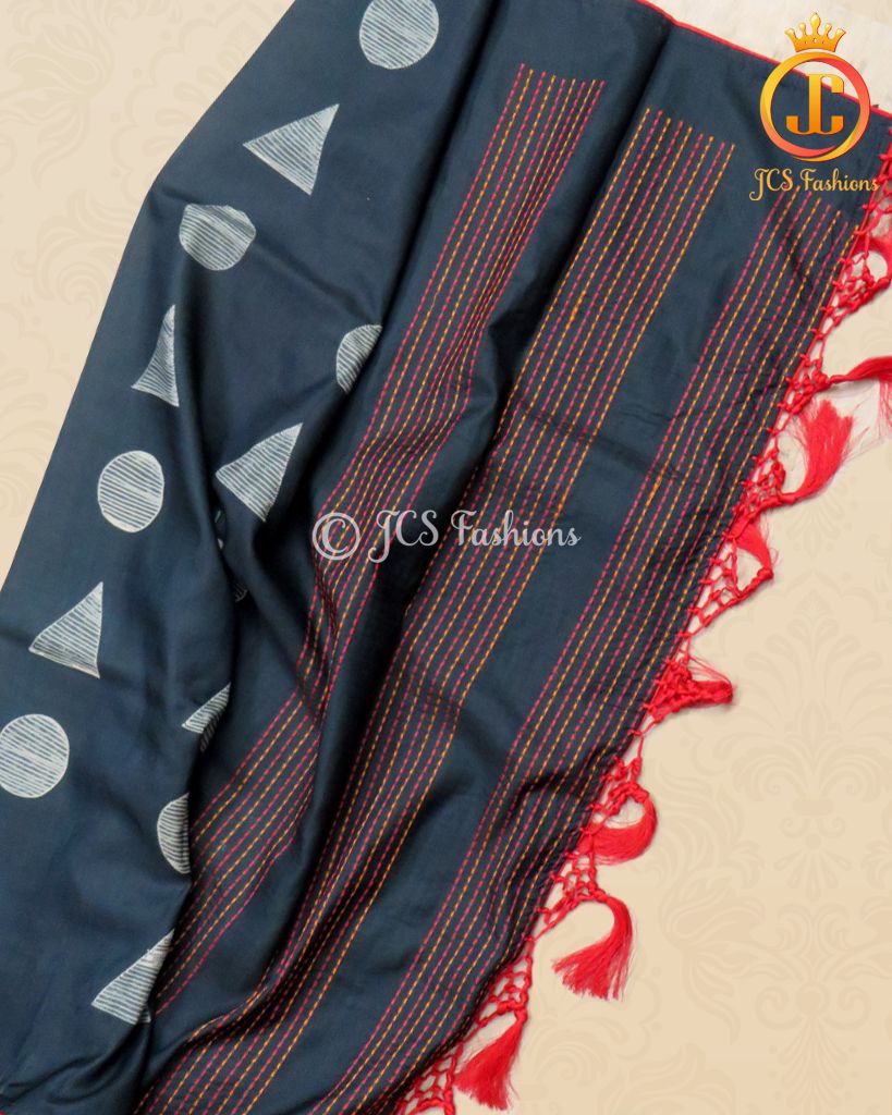 Tussar Saree with Piping Border and Beautiful Tassels SAREE JCS Fashions