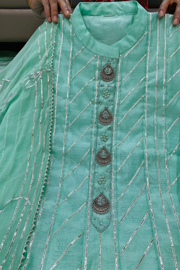 Chanderi Kurti with Cotton Lining, Silk Pants and Handloom Dupatta