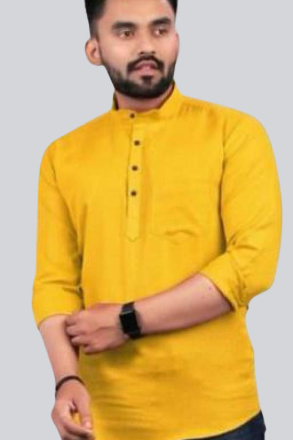 Modern Fusion Men's Short Kurtas in Solid Colors  by JCS Fashions