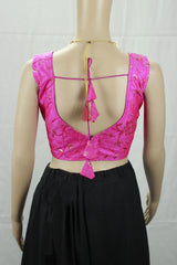 Pink Readymade Designer Padded Blouse with Embroidery, Sleeveless Back Knot and Fully Stitched Finish