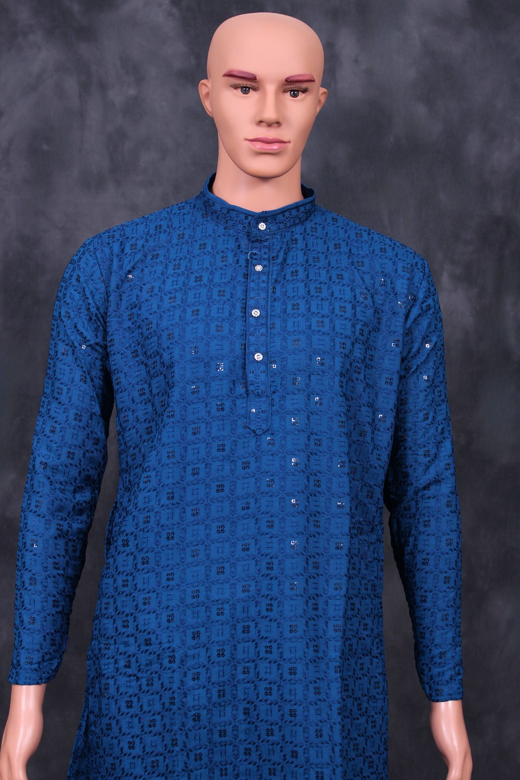 Luxurious Men's Lakhnavi Embroidered Sequin Kurta - JCS Fashions