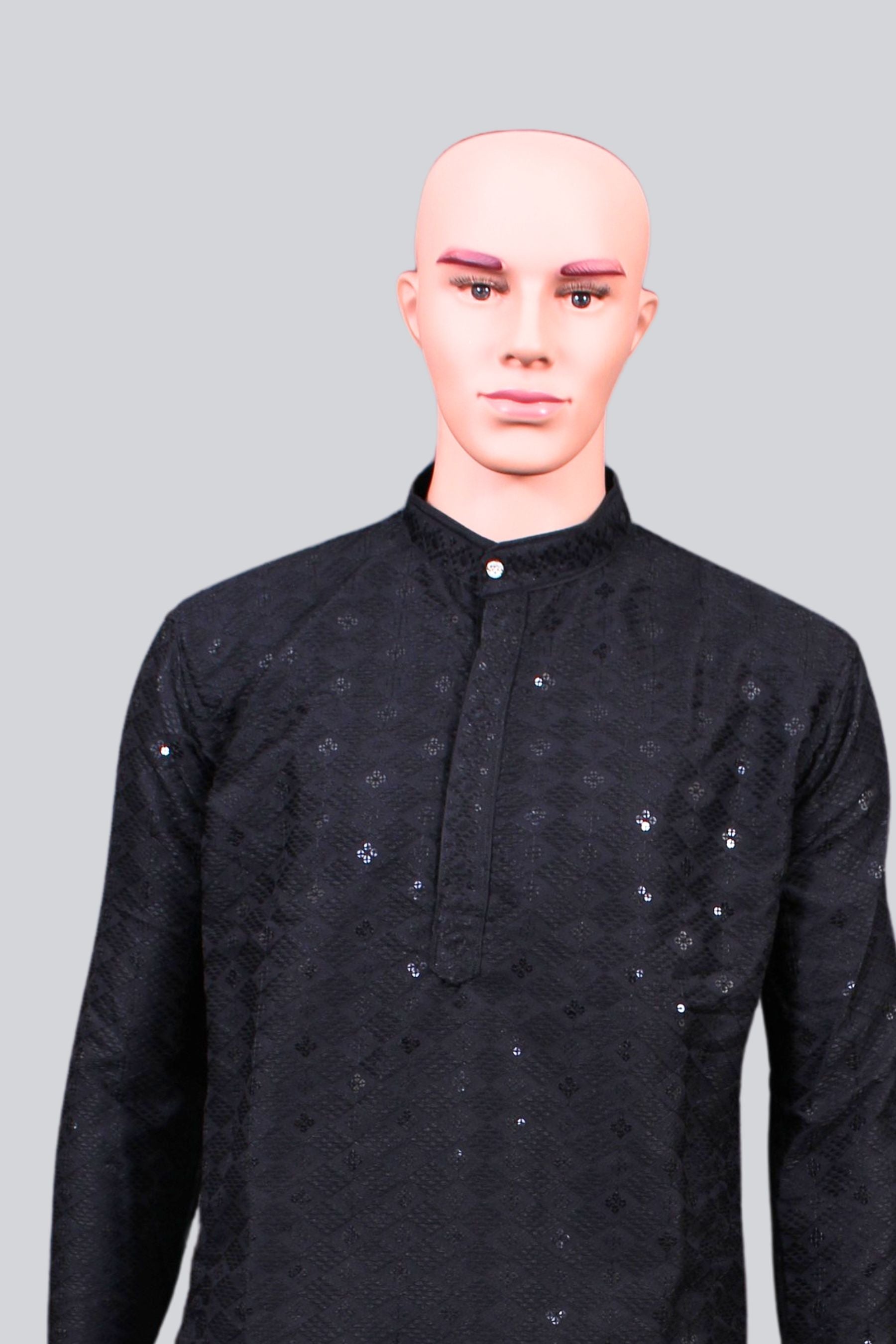 Men's Lakhnavi Kurta with Exquisite Resham and Sequence Detailing