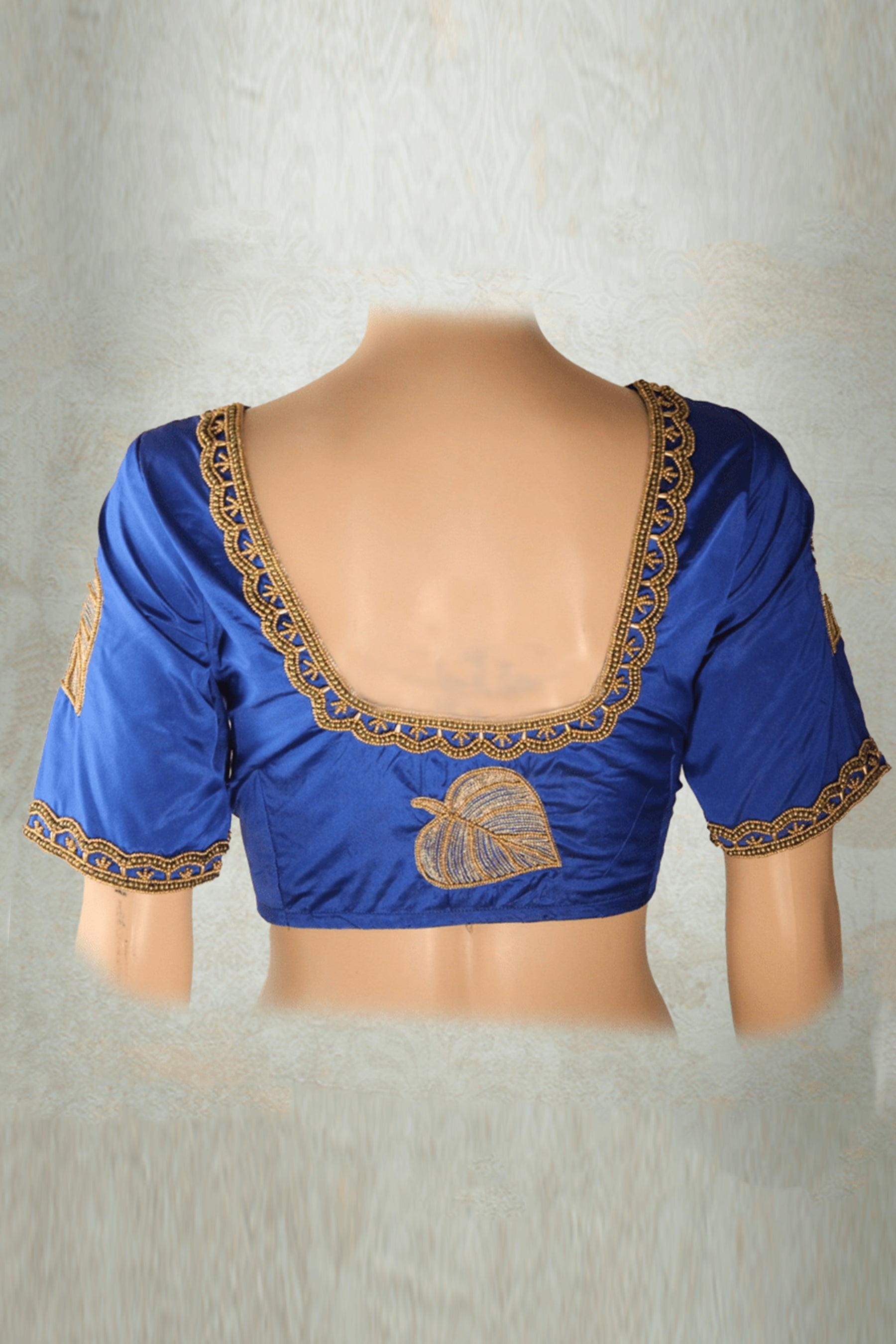 Blue Silk Blouse - Aari & Maggam Work