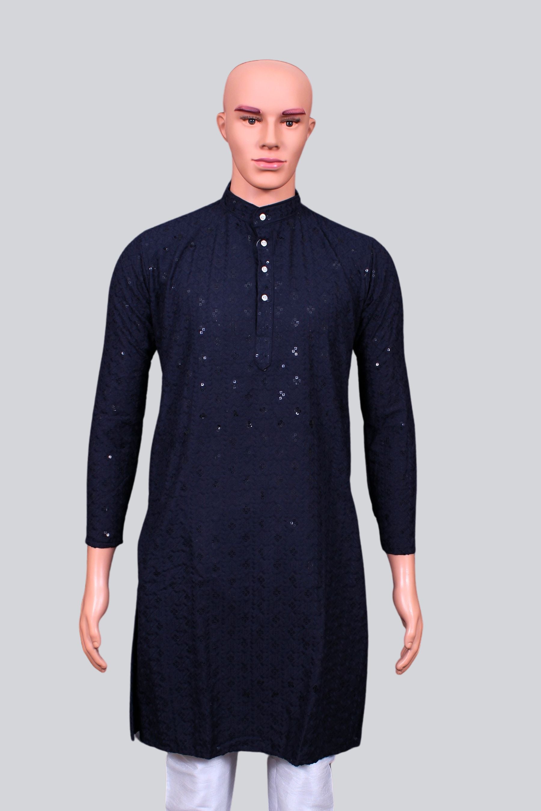 Regal Men's Lakhnavi Kurta with Chikankari Embroidery - JCS Fashions