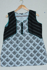 Short-Length Cotton Kurti with Attached Sleeves - 28" - JCSFashions