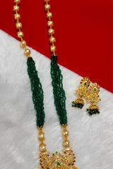 Exquisite 14" Beaded Jewelry Set with Jhumka Dangles & Matching Earrings