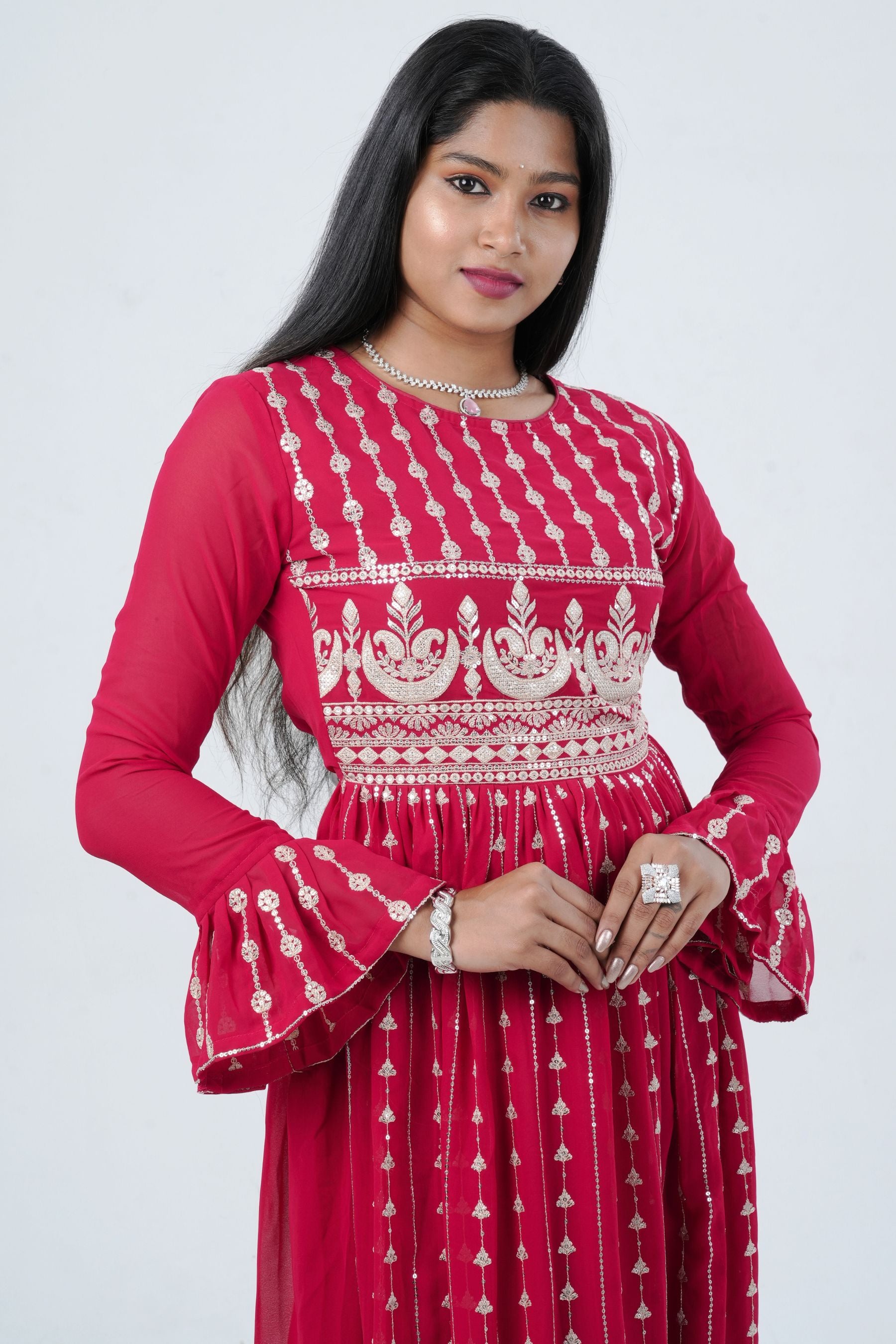 Divine Embroidered Real Georgette Kurti Top by JCS Fashions KURTI JCS Fashions