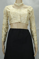 Sandal Readymade Designer Padded Sequence Work Full Sleeve Blouse with Back Knot for Women