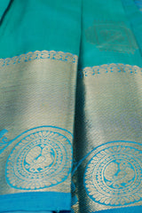 Blue Kanchipuram Handloom Silk Masterpiece with Grand - View 3 - JCS Fashions