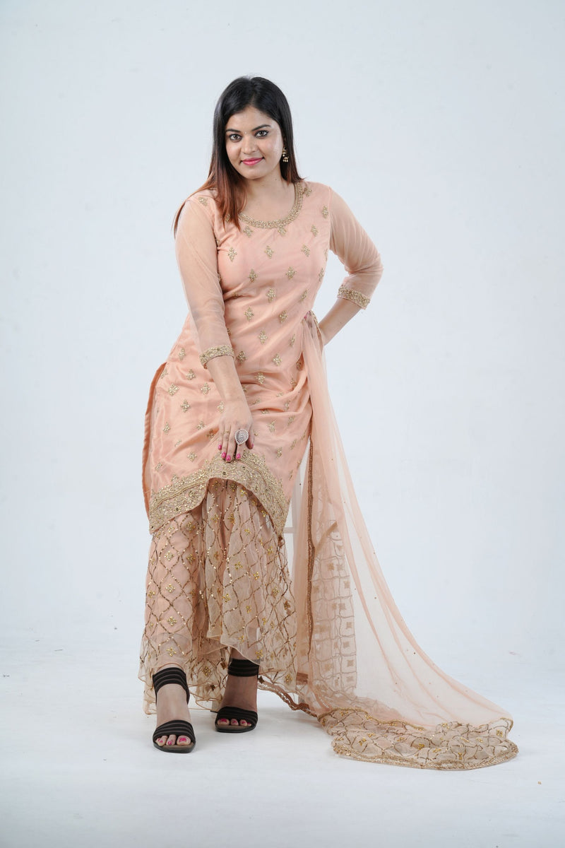 Ethnic Elegance: Soft Net Sharara - Perfect for Special Occasions