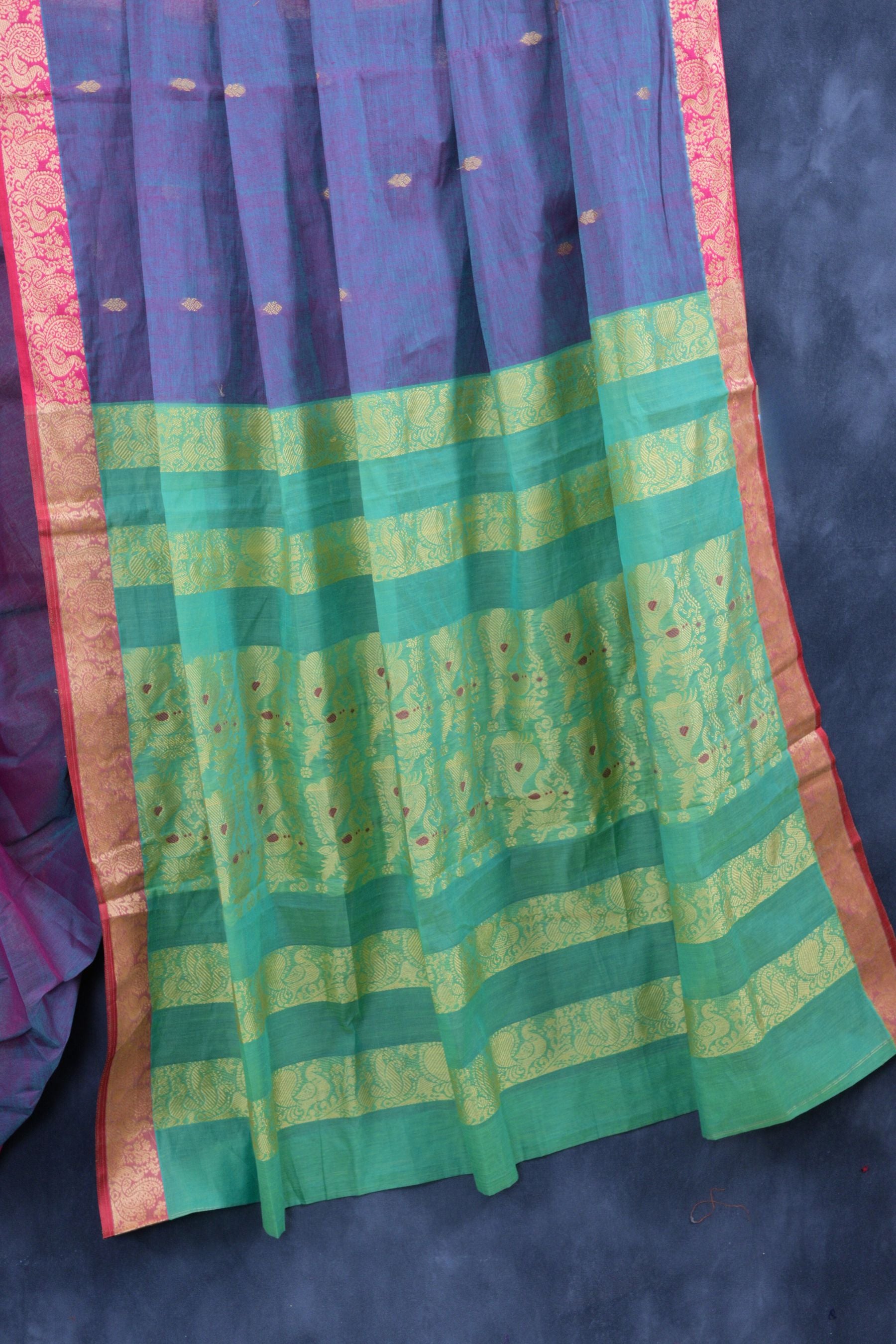 Premium 6 3/4 Yard Cotton Saree with Rich Pallu - Ethnic Elegance Saree JCS Fashions