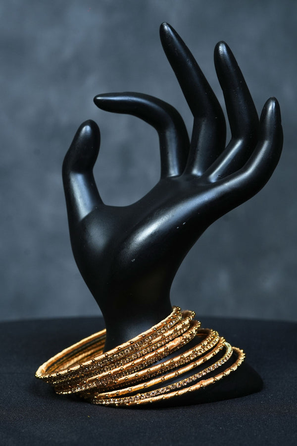 Golden Bead Silk Thread Bangles: Rich and Elegant Set of 23
