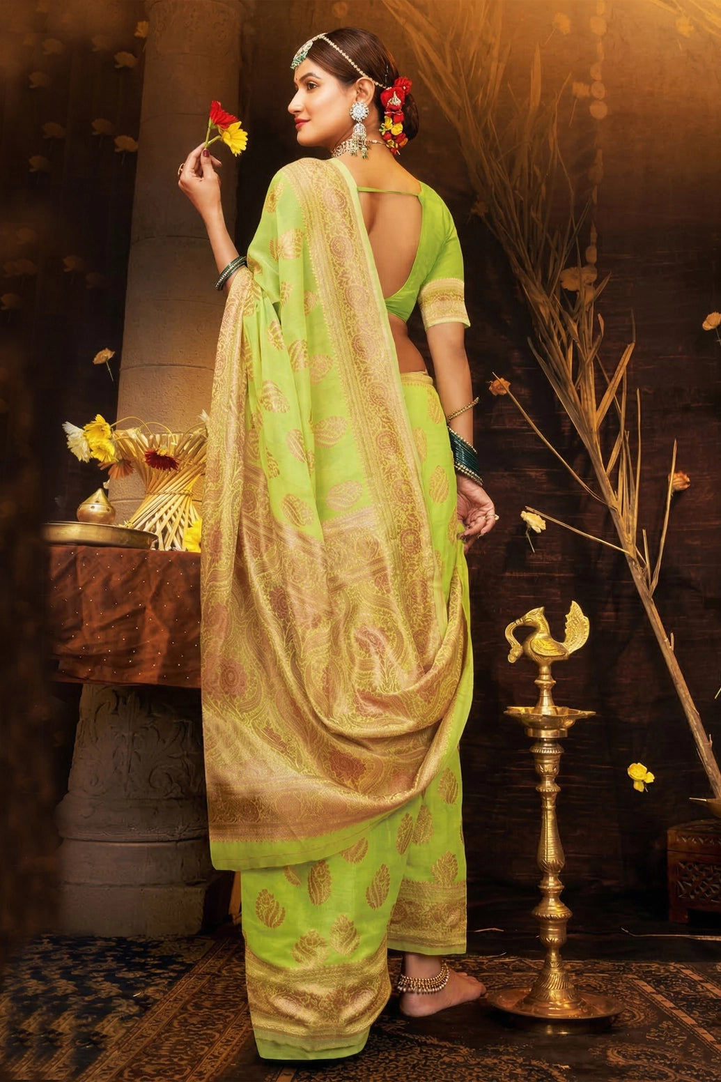Cotton Shimmer Fabric saree,  saree comes with stone work and grand pallu, designer saree with blouse