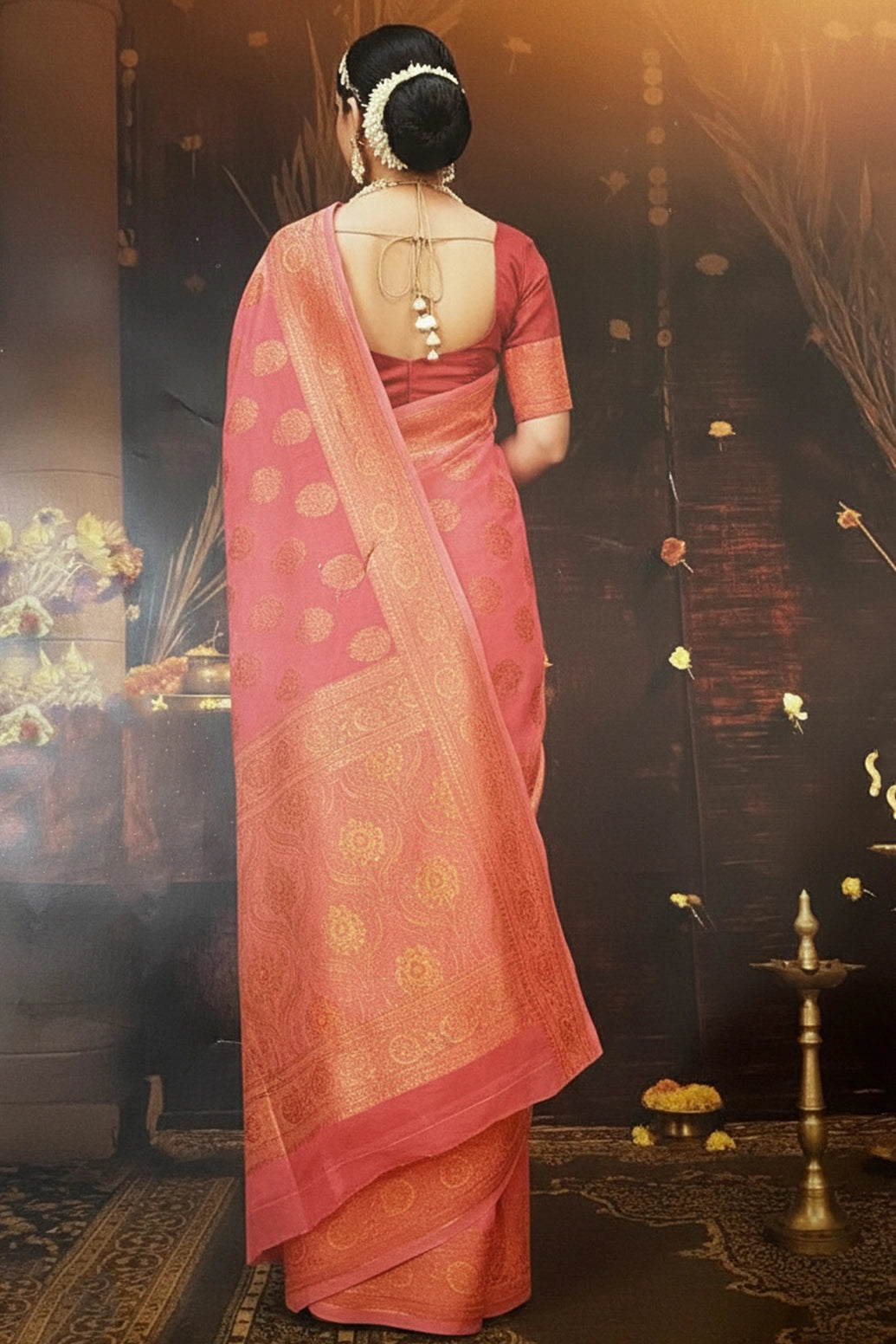 Cotton Shimmer Fabric saree,  saree comes with stone work and grand pallu, designer saree with blouse