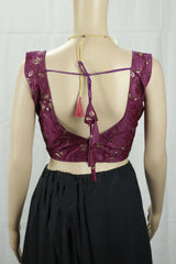 Wine Padded Sleeveless Designer Blouse with Embroidery, Back Tie Knot and Fully Stitched Fit