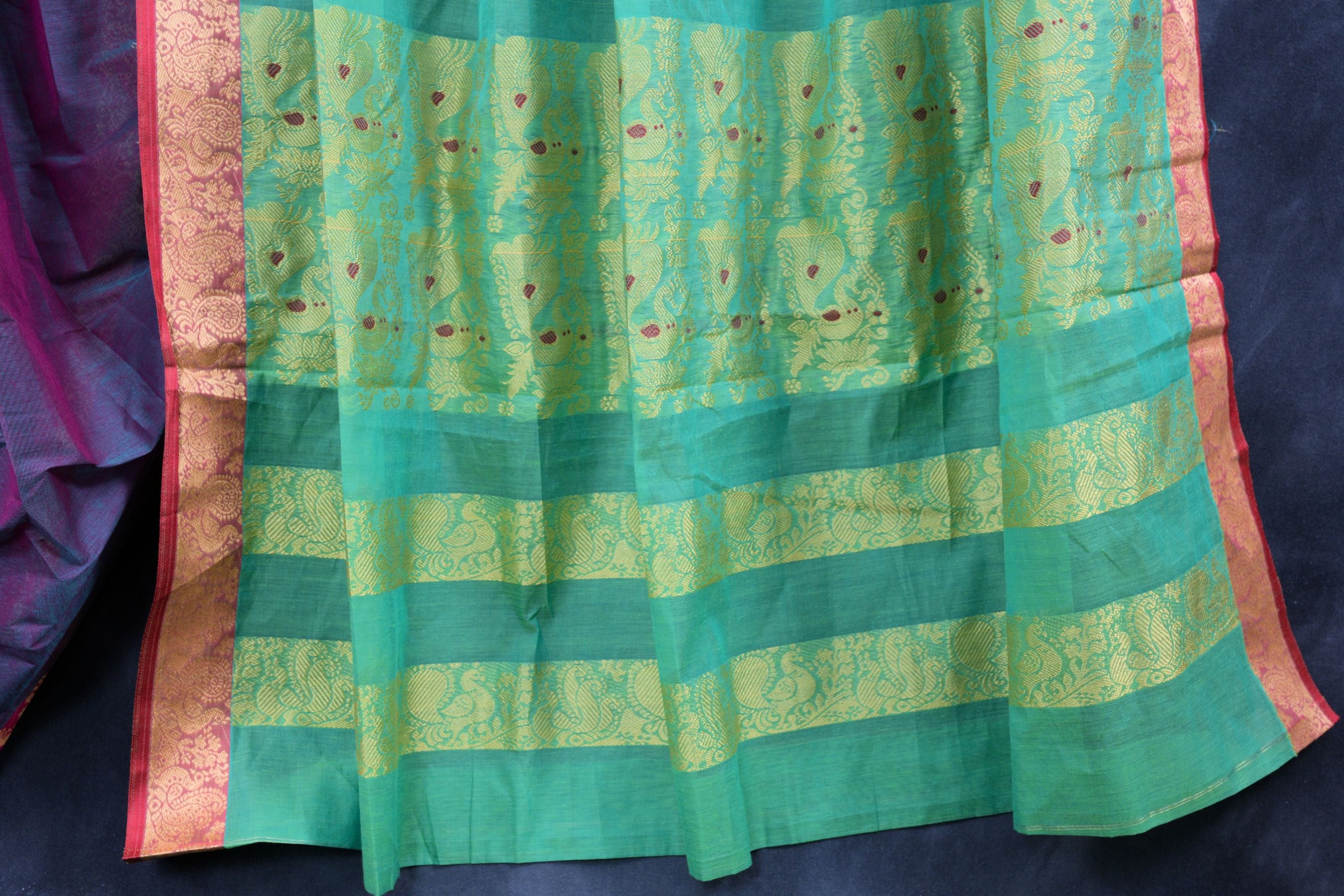 Premium 6 3/4 Yard Cotton Saree with Rich Pallu - Ethnic Elegance Saree JCS Fashions