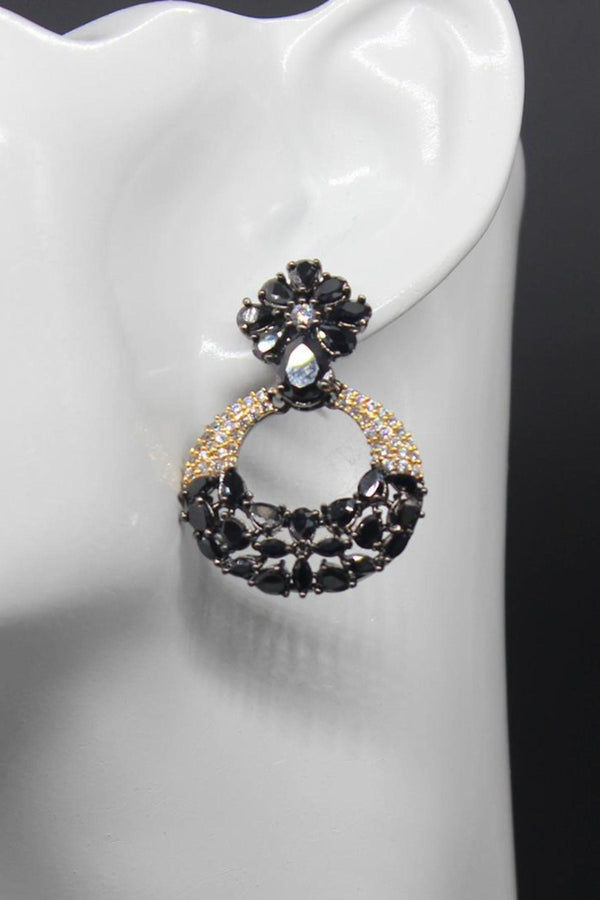 Black Polished Stone Earrings | Party Perfection by JCSFashions