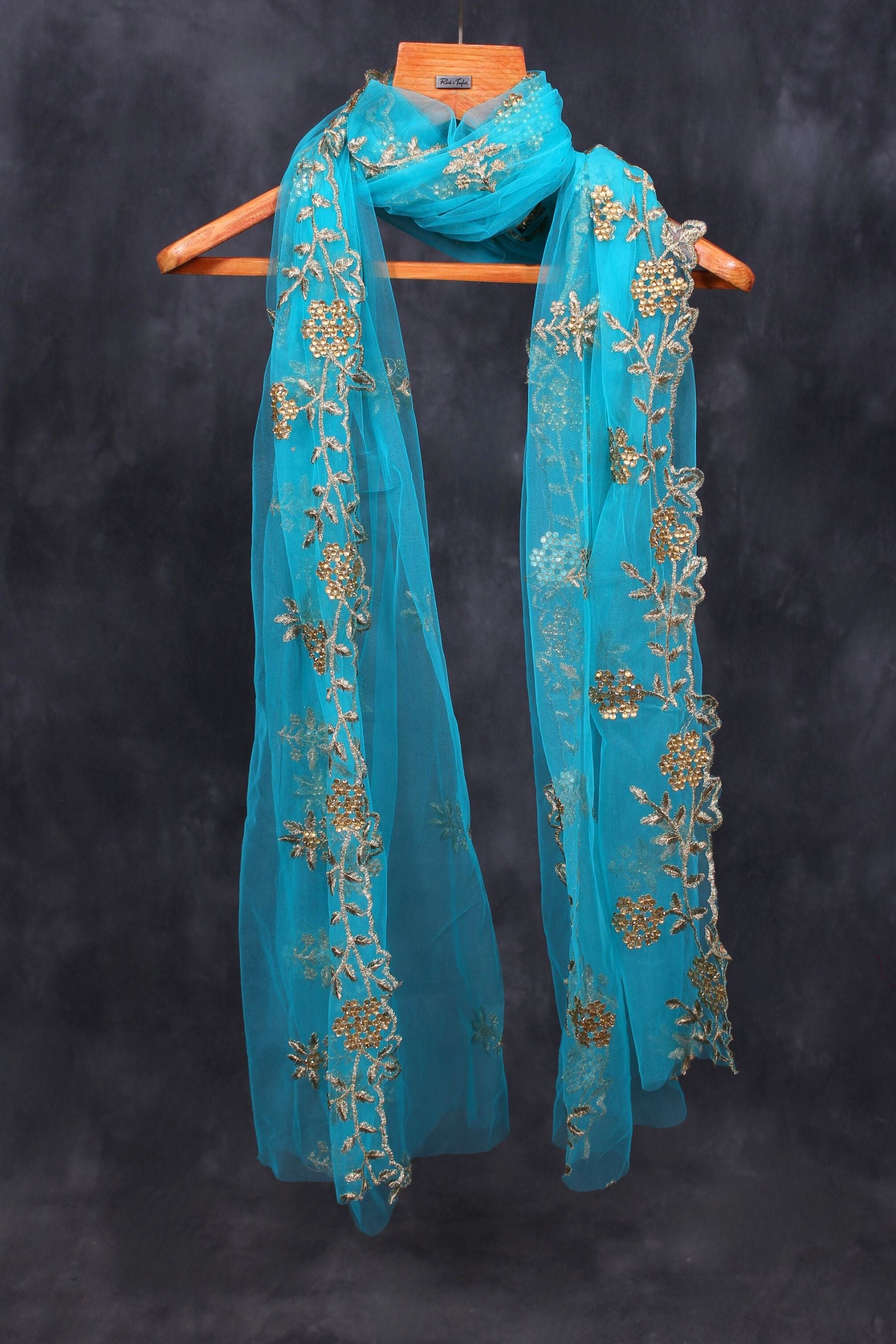Luxury Hand-Sewn Beaded Cutwork Dupatta - Regal Fashion Elegance