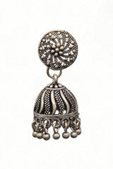 Intricate Delights Artisan Made Oxidized Silver Plated Jhumka Earrings