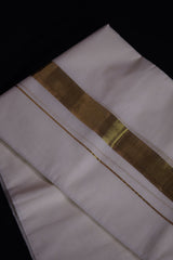Heritage-Blend Kerala Cotton Angavastram: Exquisite Zari Lines & Comfort