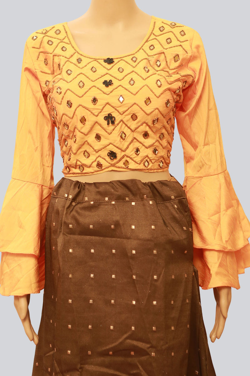 Sleek Silk Elegance: Crop Top Lehenga for Effortless Chic at JCSFashions