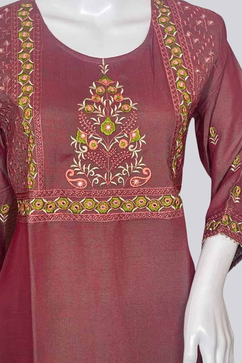 Chic Cotton Kurti: Mirror & Embroidery Detail - JCS Fashions