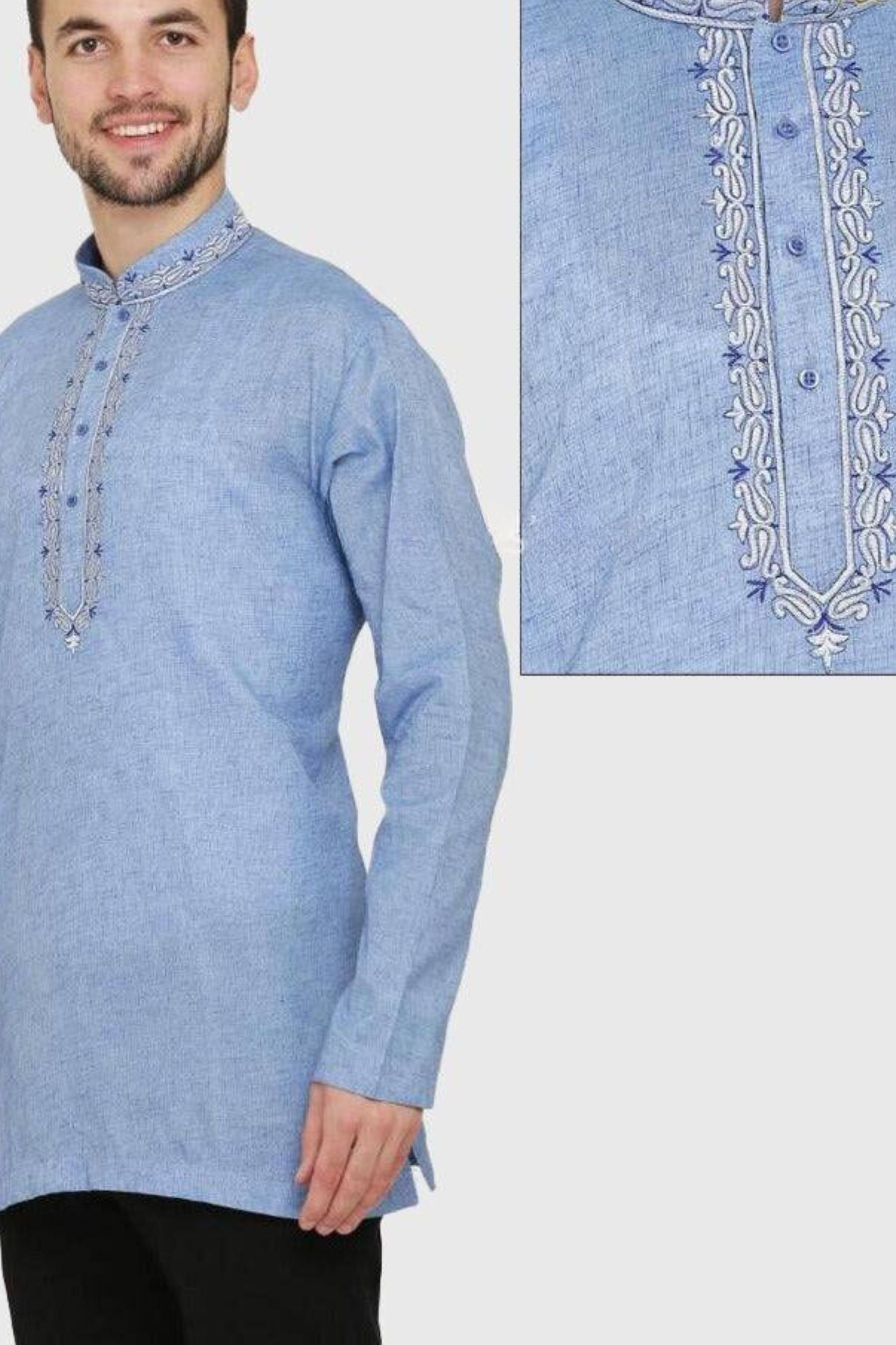 Men's Short Kurta Men JCS Fashions 38 Teal Blue