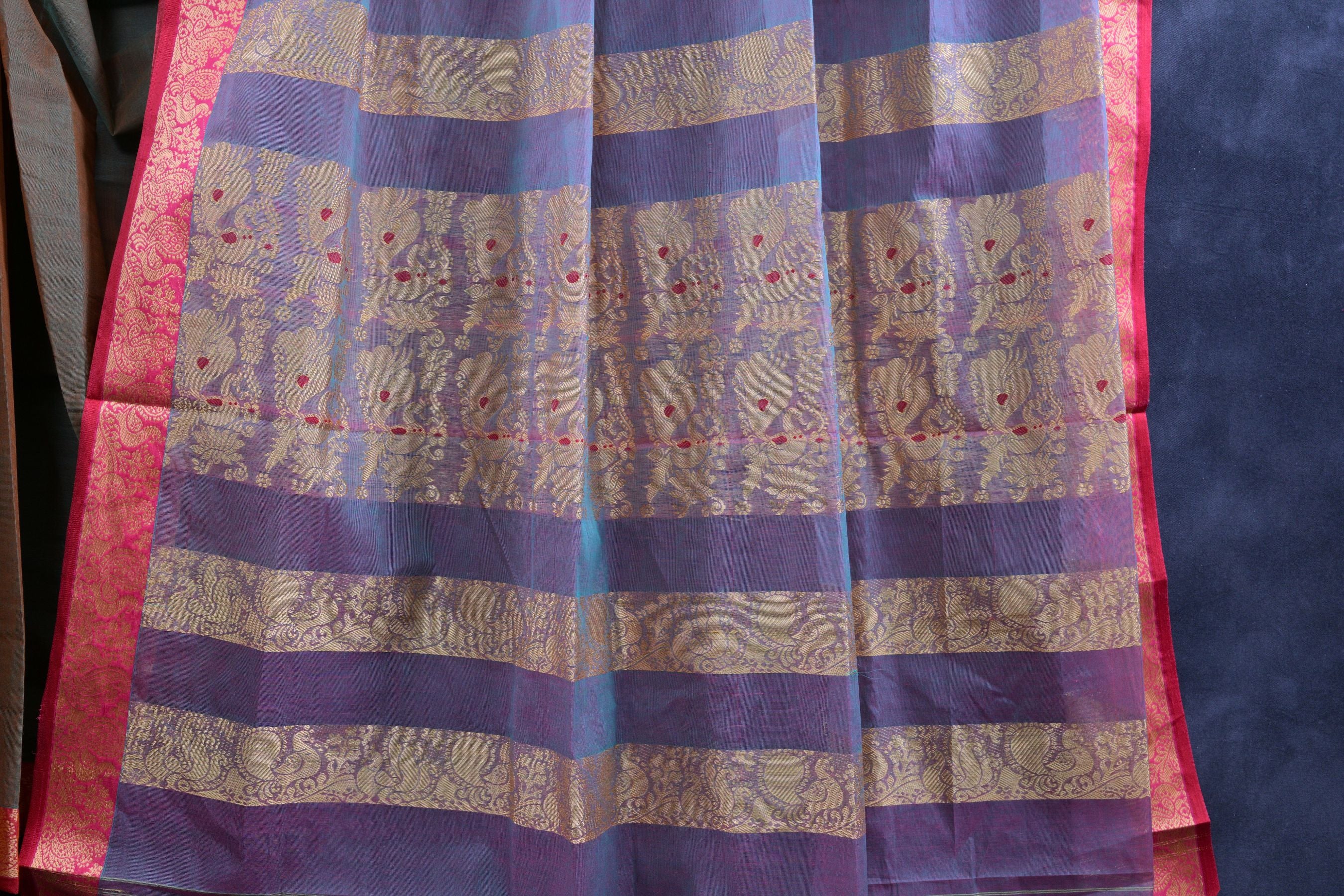Elegant 100% Cotton Saree with Richly Woven Pallu - Indian Aesthetics Saree JCS Fashions