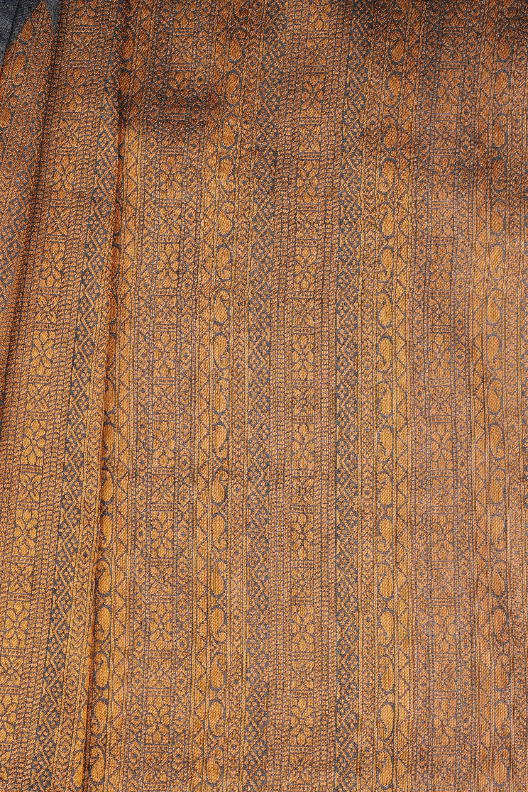 Kanchipuram Semi-Silk Saree with Rising Border & Stitched Blouse - View 3 - JCS Fashions