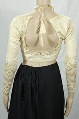 Sandal Readymade Padded Designer Sequence Work Blouse with Full Sleeves and Back Knot