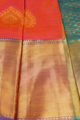 Red Handloom Silk Saree with Grand Pallu & Stitched - View 4 - JCS Fashions