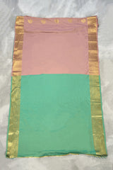 Onion Pink Soft Silk Saree with Contrast Border and Delicate Gold Zari Buttas, Traditional Floral Border