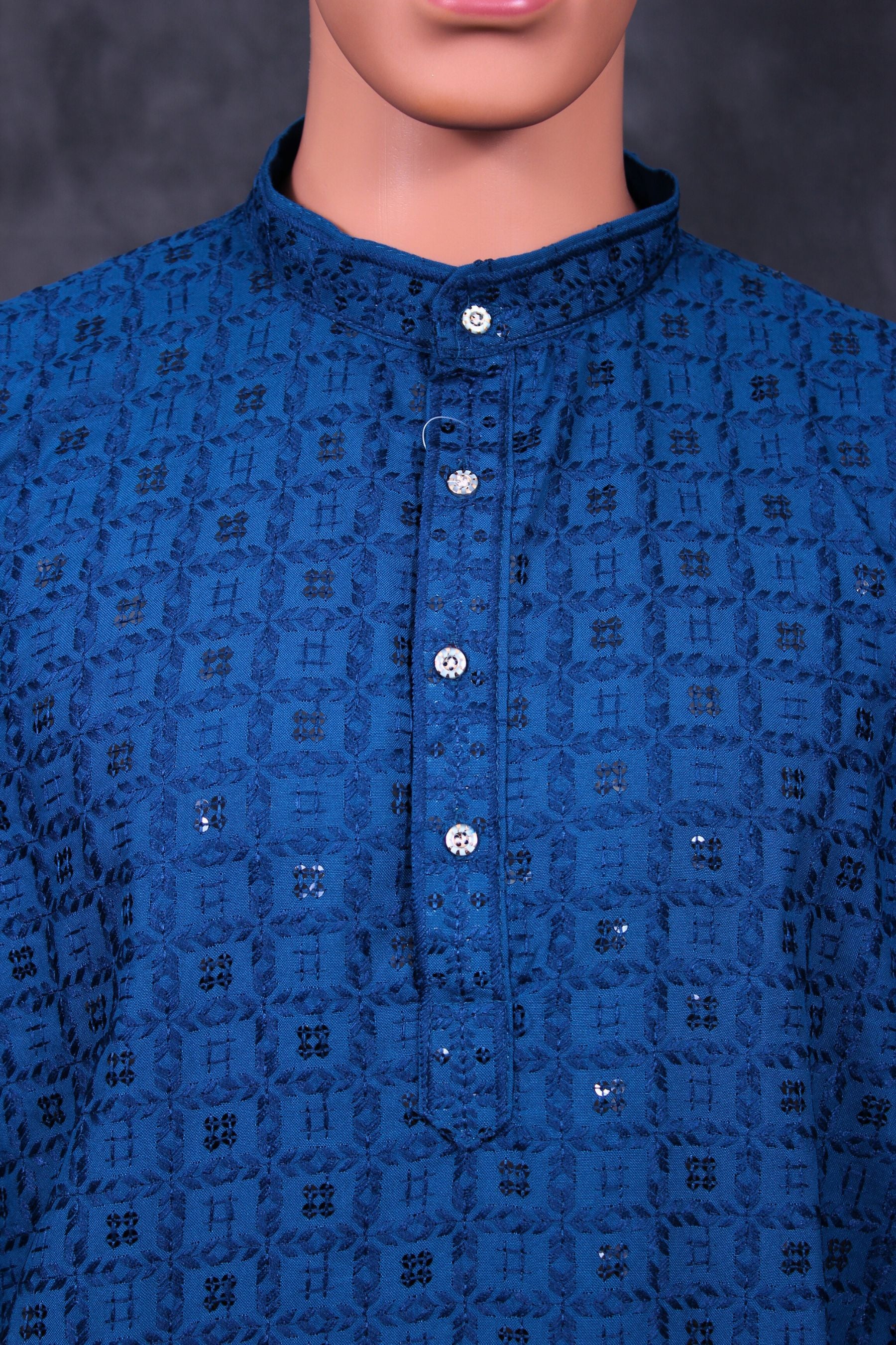 Luxurious Men's Lakhnavi Embroidered Sequin Kurta - JCS Fashions