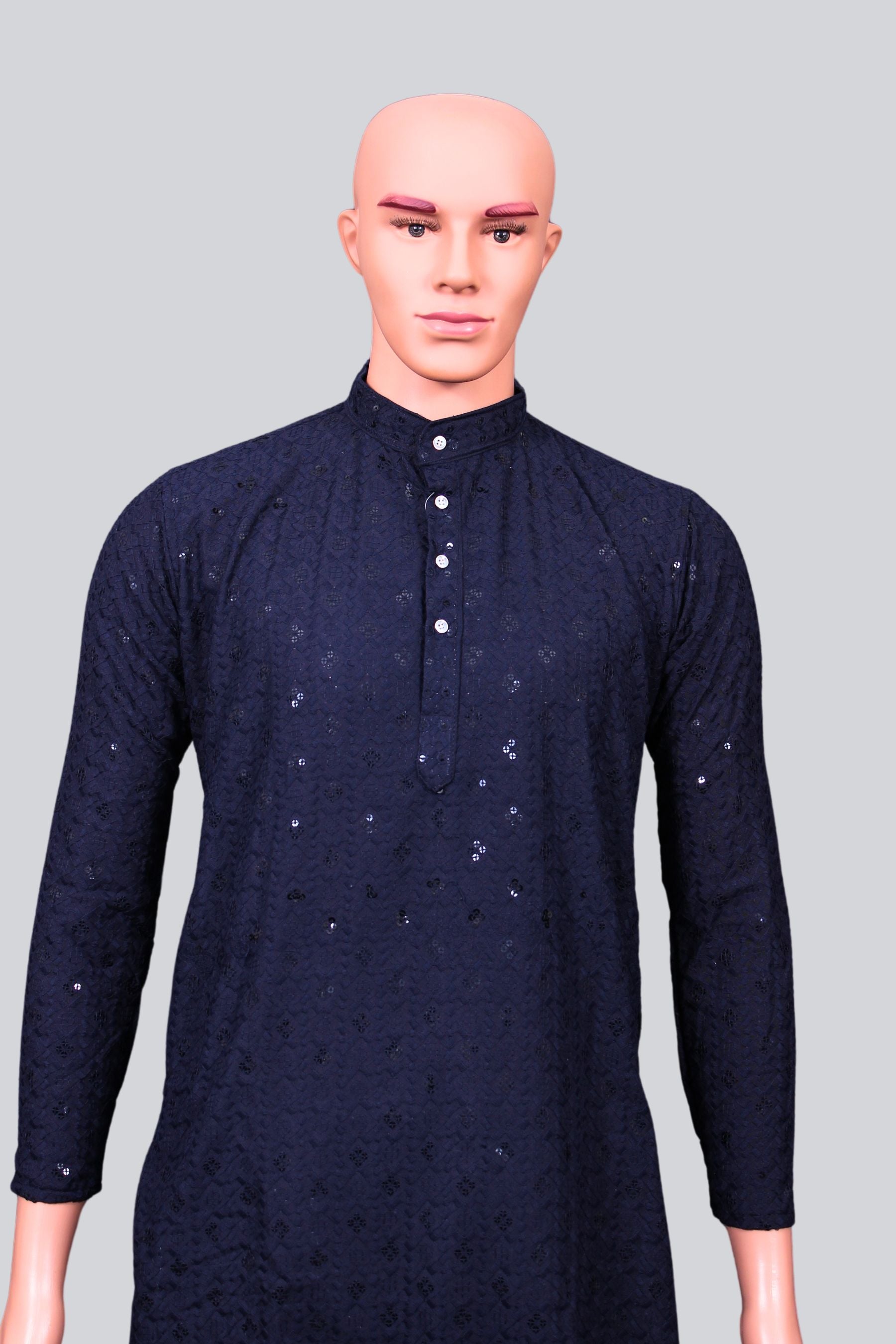 Regal Men's Lakhnavi Kurta with Chikankari Embroidery - JCS Fashions