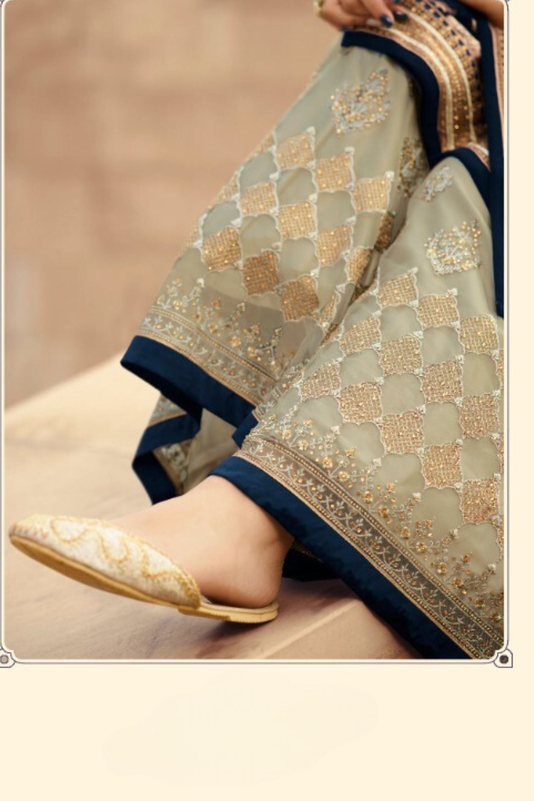 Sharara Suit With Intricate Stone and Embroidery work in Navy Blue KURTI JCS Fashions