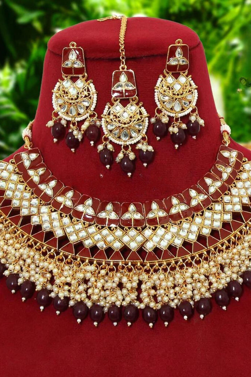 Stunning Meenakari Necklace Set with earrings and tikka